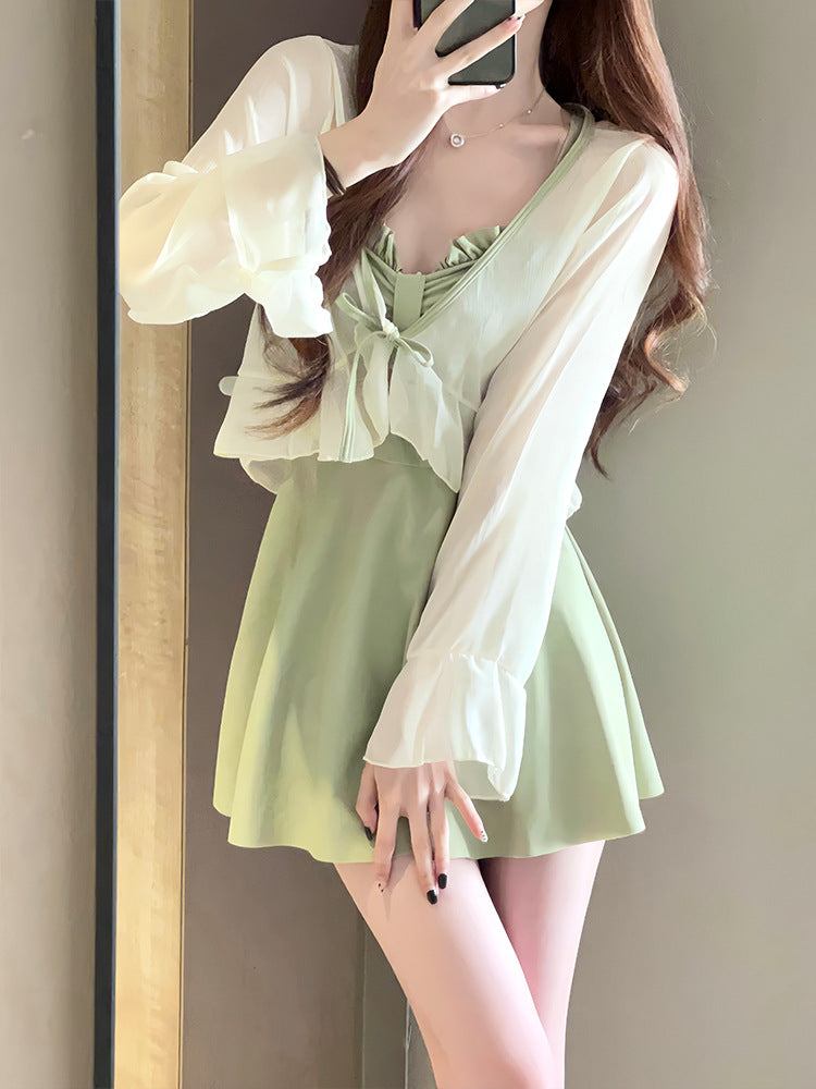 Swimsuit Women's 2025 New Summer Body-Slimming Conservative Skirt avocado green High-end Sexy Hot Spring Swimsuit