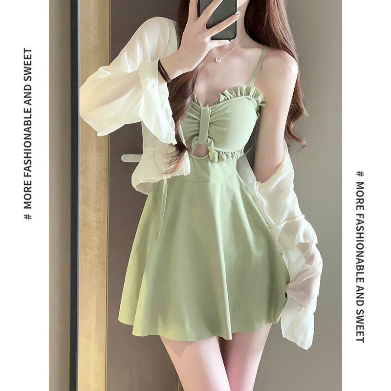 Swimsuit Women's 2025 New Summer Body-Slimming Conservative Skirt avocado green High-end Sexy Hot Spring Swimsuit
