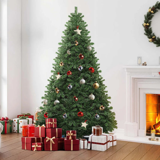 6ft /7.5ft /9ft Artificial Pine Christmas Tree Metal Hinges and Foldable Base