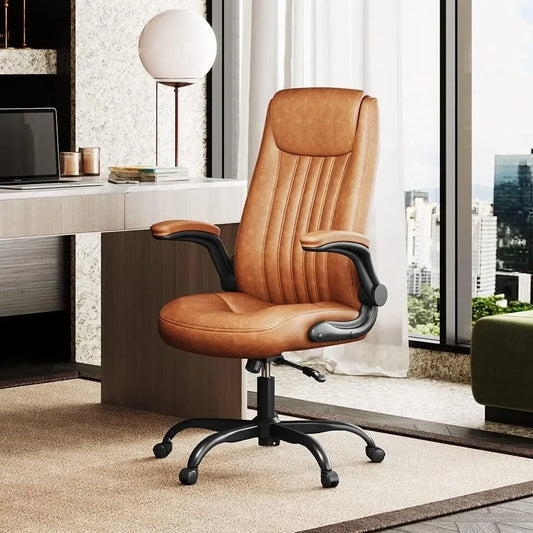 Computer Office Chair, High Back Ergonomic Desk Chair with Adjustable Flip-up Armrests, Lumbar Support & Thick Headrest