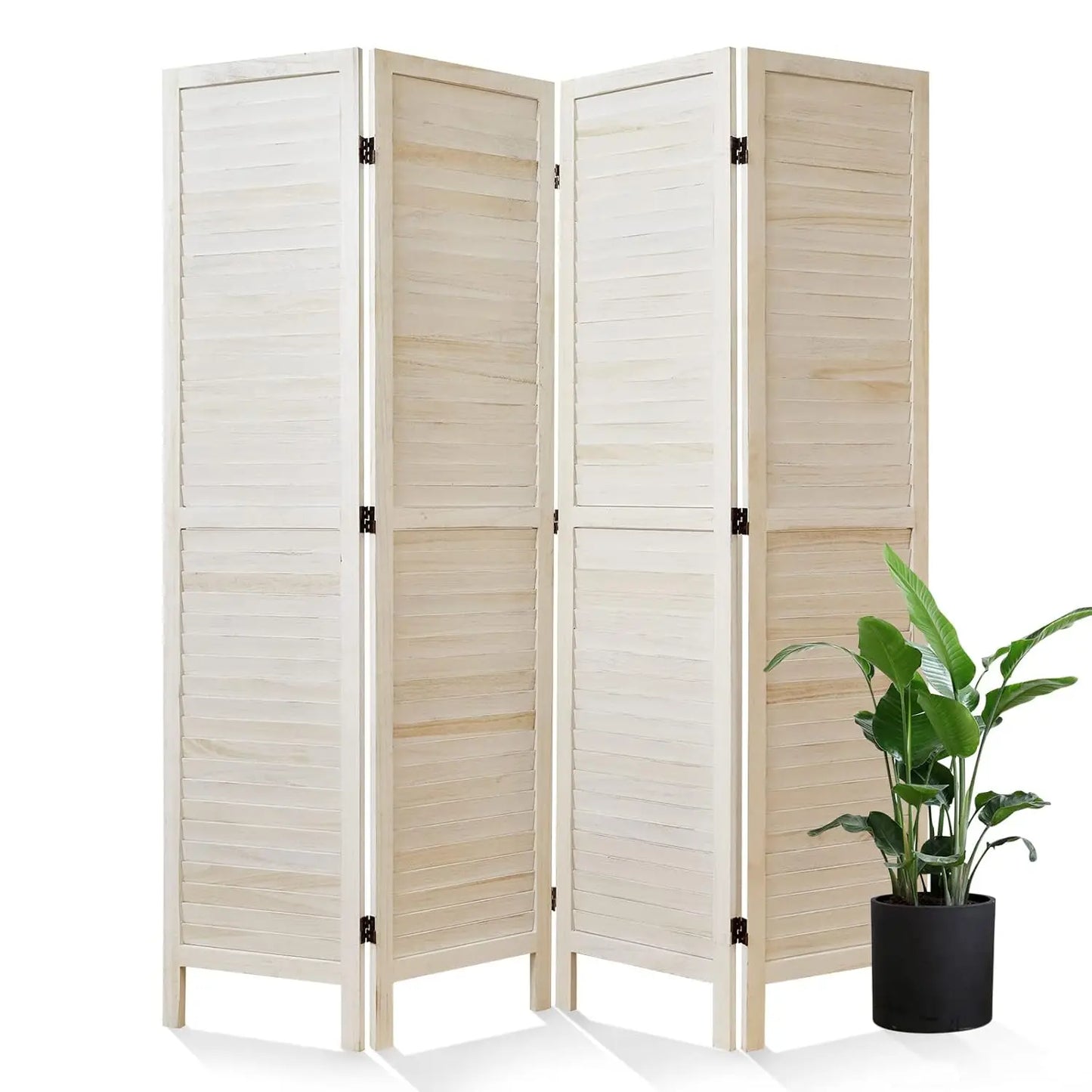 Room Dividers and Folding Privacy Screens, Wood Louvered Separators Divider Wall for Home Office Bedroom - 4, Customized