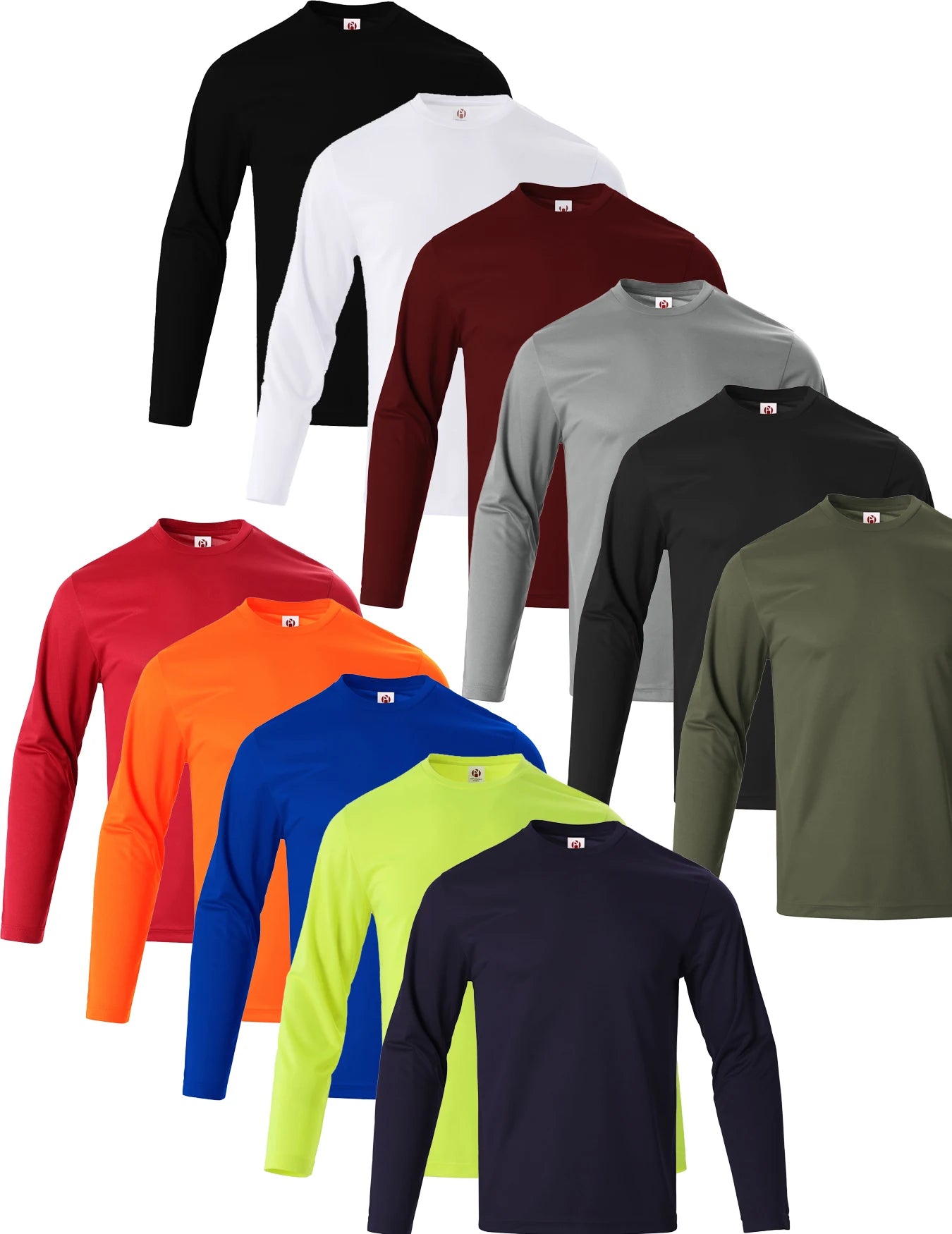11 colors randomly selected 6-piece men's quick drying long sleeved T-shirt moisture wicking casual and breathable
