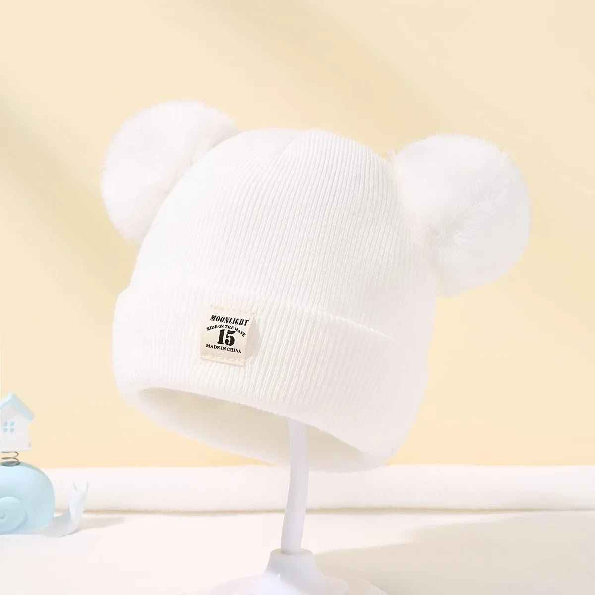 Solid Color Wool Knitted Baby Hat Newborn Baby Hat Cute Winter Hat with Pom-Pom Children's Boys and Girls Warm Knit Hat