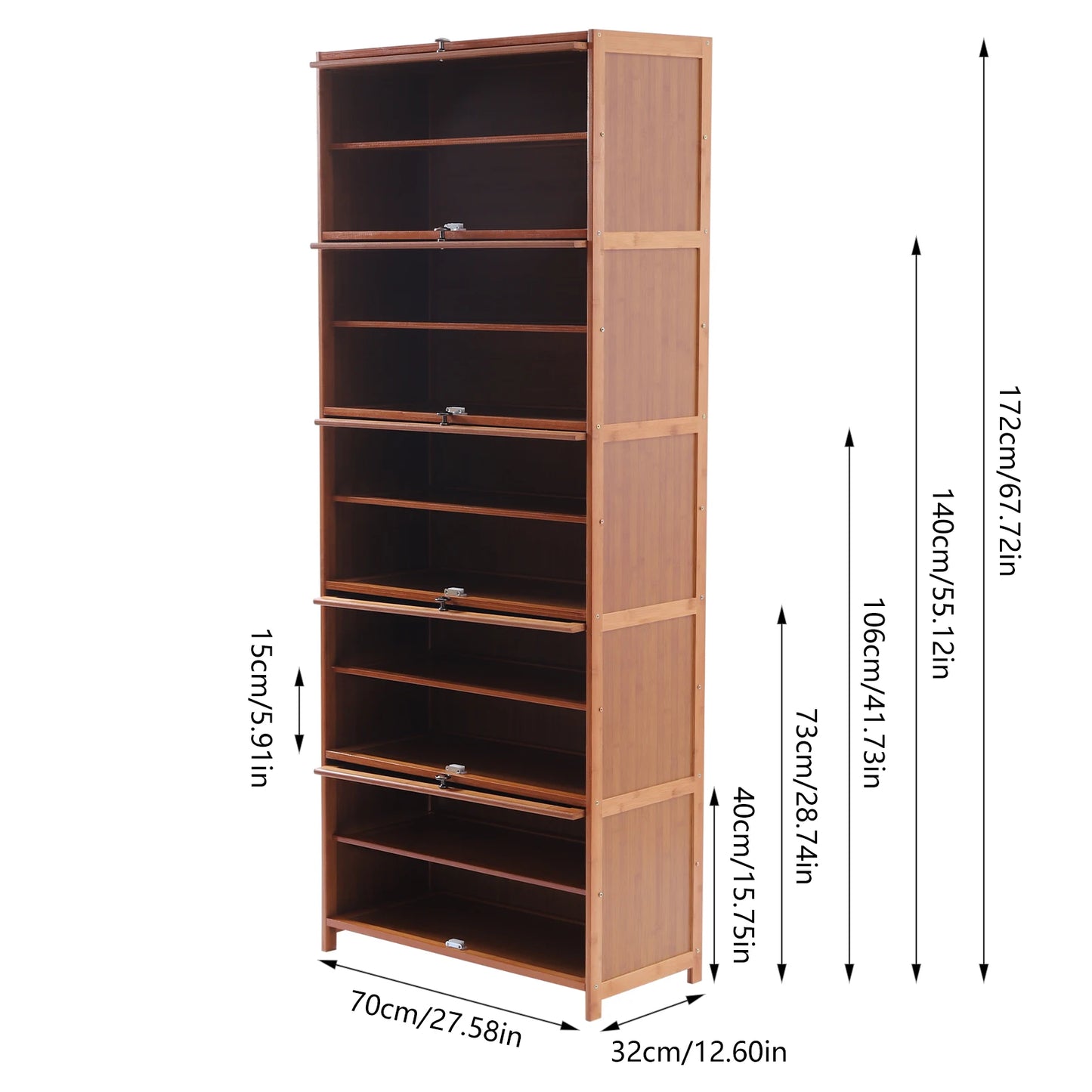 10 Tier Shoe Shelf Storage Rack with Flip Doors, Shoes Heels Storage Cabinet Organizer for 30 Pairs Home Entryway Hallway