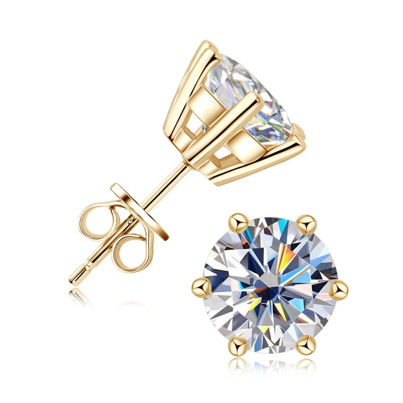 OXTAO 18K White Plated 0.5-2ct Moissanite Diamond Stud Earring Real 925 Silver Wedding Earring Luxury Women's Jewelry Certified