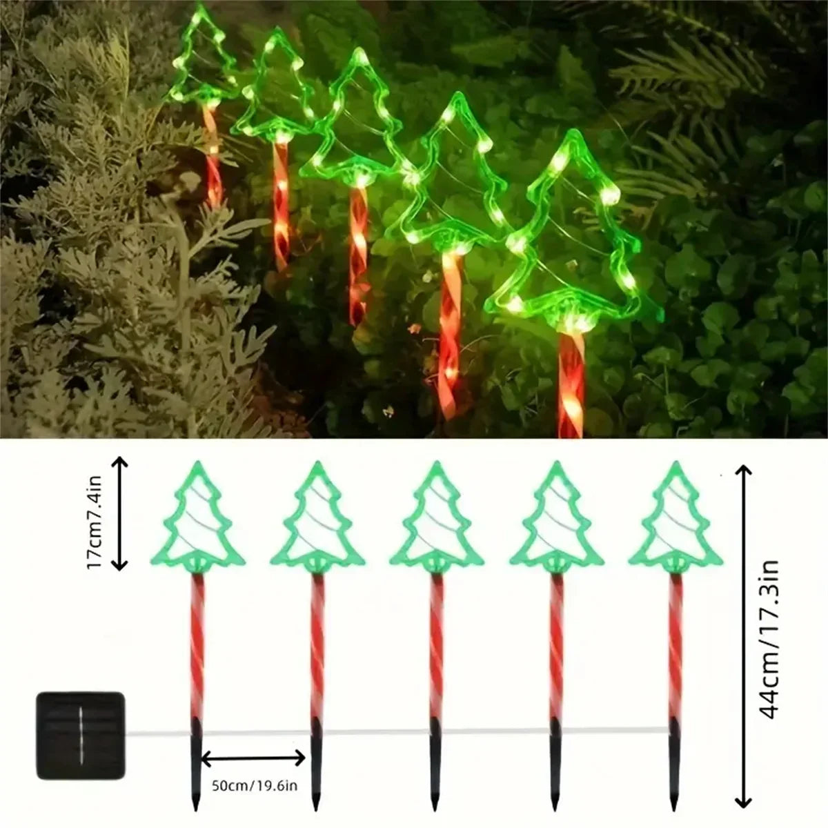 5PCS Solar Christmas Tree Ground Lights Holiday Decorative Lamps Outdoor Waterproof Floor Mounted Light String For Garden Party