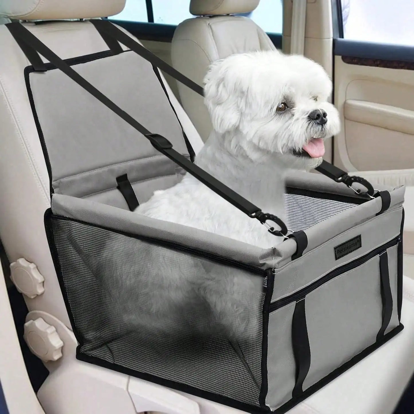 pet Car Seat Foldable Dog Car Booster Seat Waterproof Breathable Oxford Travel Bag for Small to Medium Dogs, Puppies