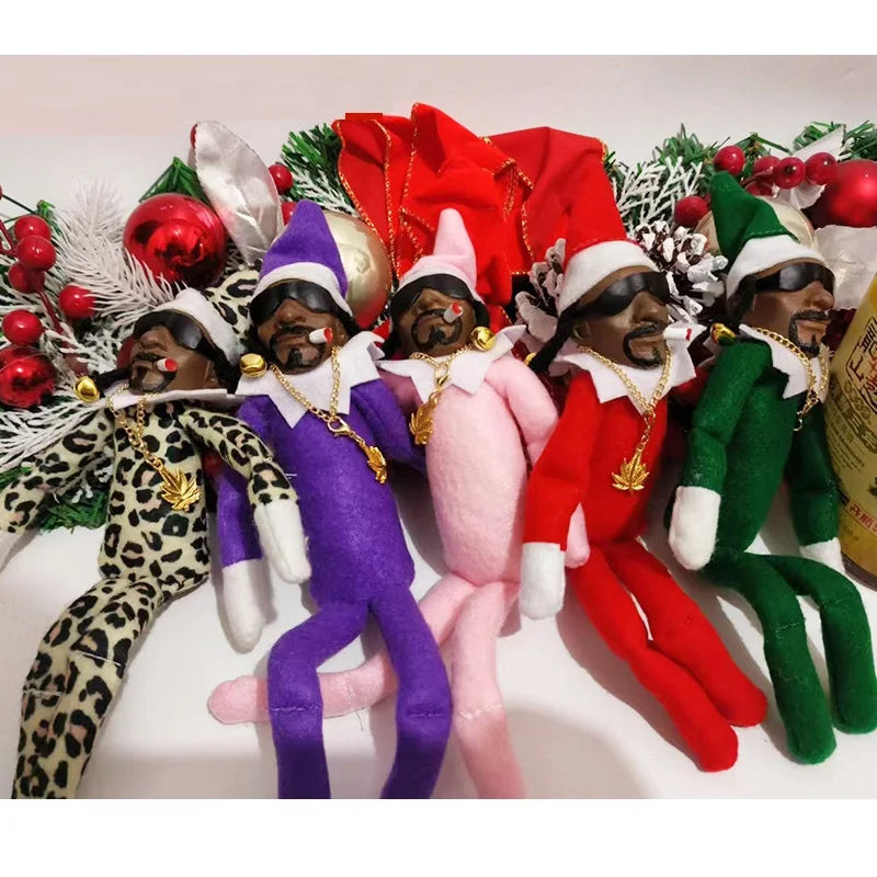 11.81inch Christmas Elf Doll with Snoop on a Stoop Christmas Trees Decoration Ornaments Hip Hop Lovers Christmas Elf Plush Toys