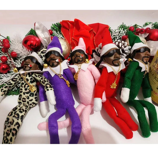 11.81inch Christmas Elf Doll with Snoop on a Stoop Christmas Trees Decoration Ornaments Hip Hop Lovers Christmas Elf Plush Toys
