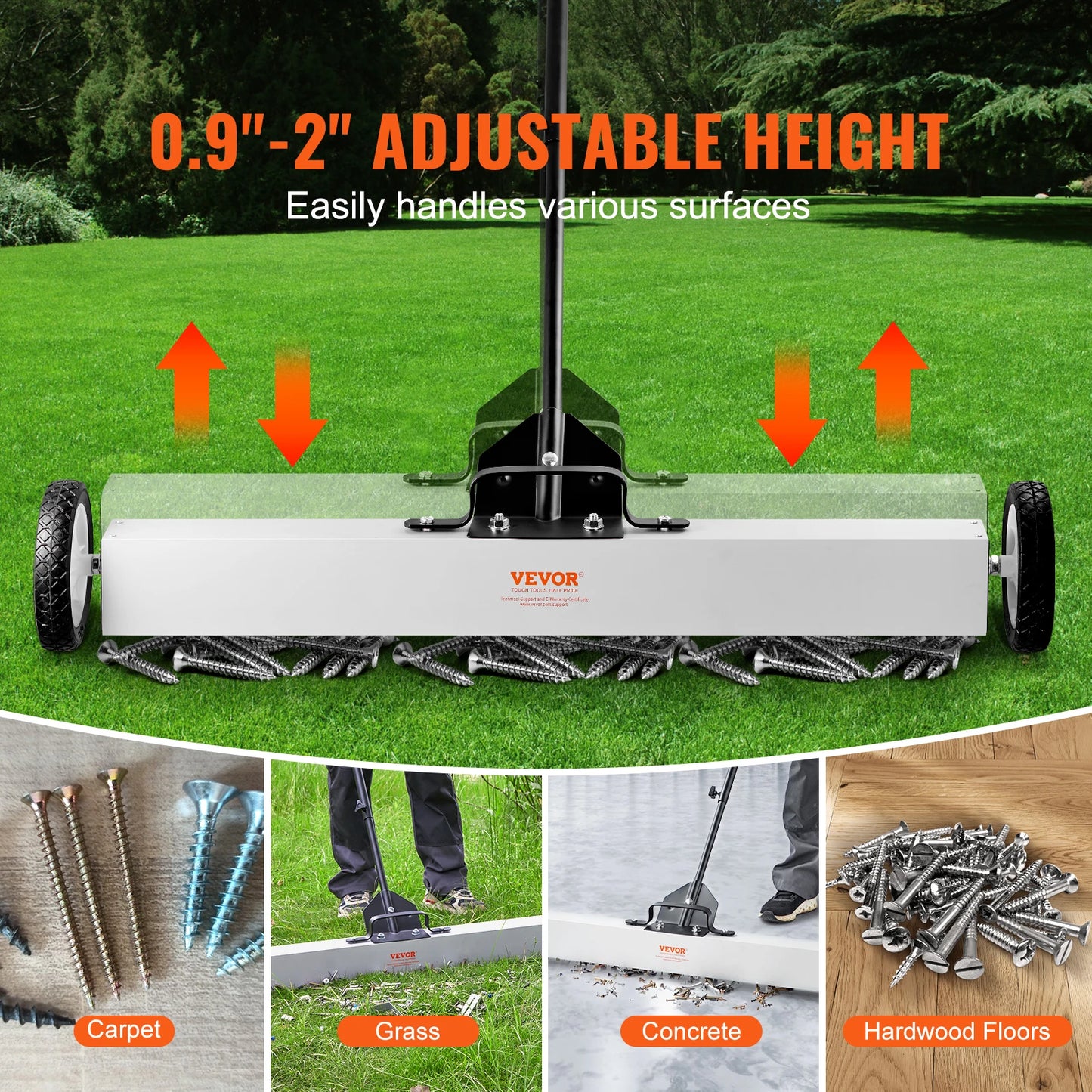 SucceBuy 36Inch Magnetic Sweeper with Wheels 55lbs Capacity  Telescoping Magnetic Pickup Tool Adjustable for Workshop GarageYard