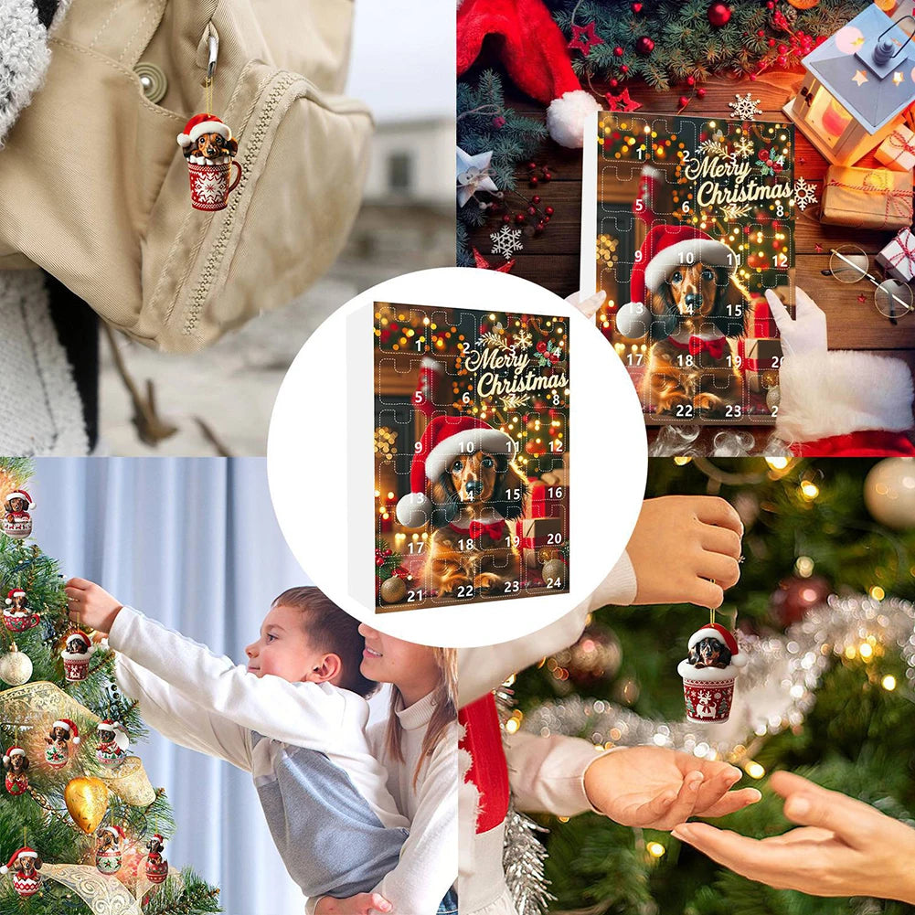 2025 Countdown Advent Calendar Dachshunds Kit 24 Days Dachshunds Advent Calendars Soccer Party Birthday Christmas Supplies Box f