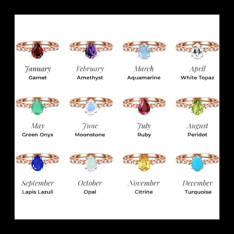 Silver Water Drop Sapphire Micro Zircon Double Ring Niche Design about Light Luxury Exquisite Jewelry