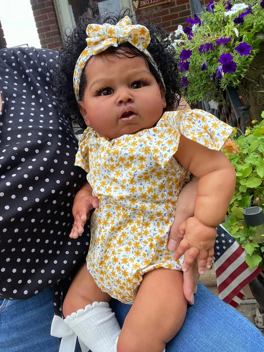 1PC 22 "Reborn doll, hand root curls, anime and fantasy inspiration, black skin, manga theme, yellow costume,