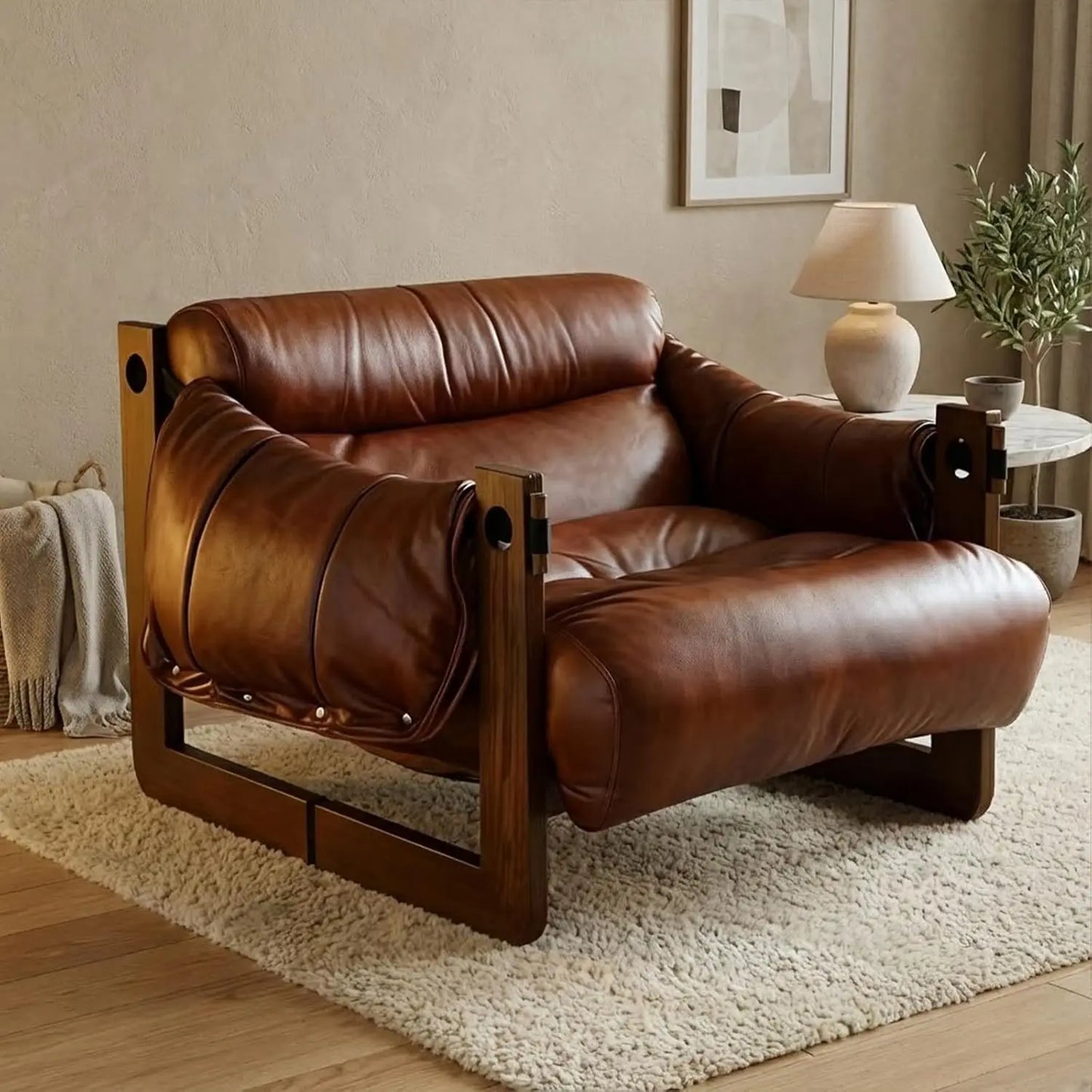 Mid Century Upholstered Accent Chair U-Shape Solid Wood Frame Reading Lounge Armchair Living Room, Customized