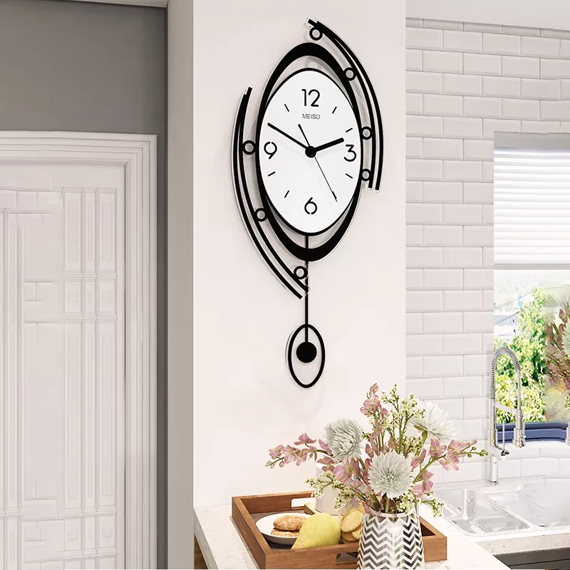 Modern Minimalist Clock Design Nordic Silent Circular Pendulum Hanging Wall Clock Living Room Decoration