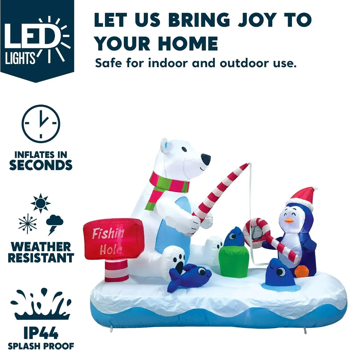 6 FT Long Christmas Inflatable Penguin & Polar Bear Decoration,Blow Up Yard Decoration for Christmas Party Decorations