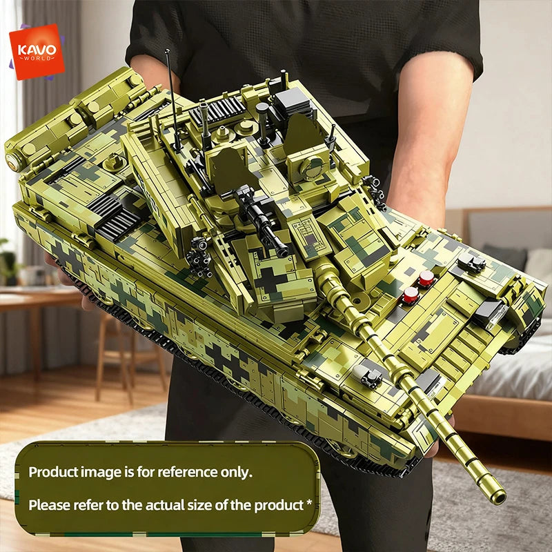KAVOWORLD 2042pcs Simulated Main Battle Tank Building Block Military Army Car Truck Bricks Toy City Construction Bricks Kidd Gif