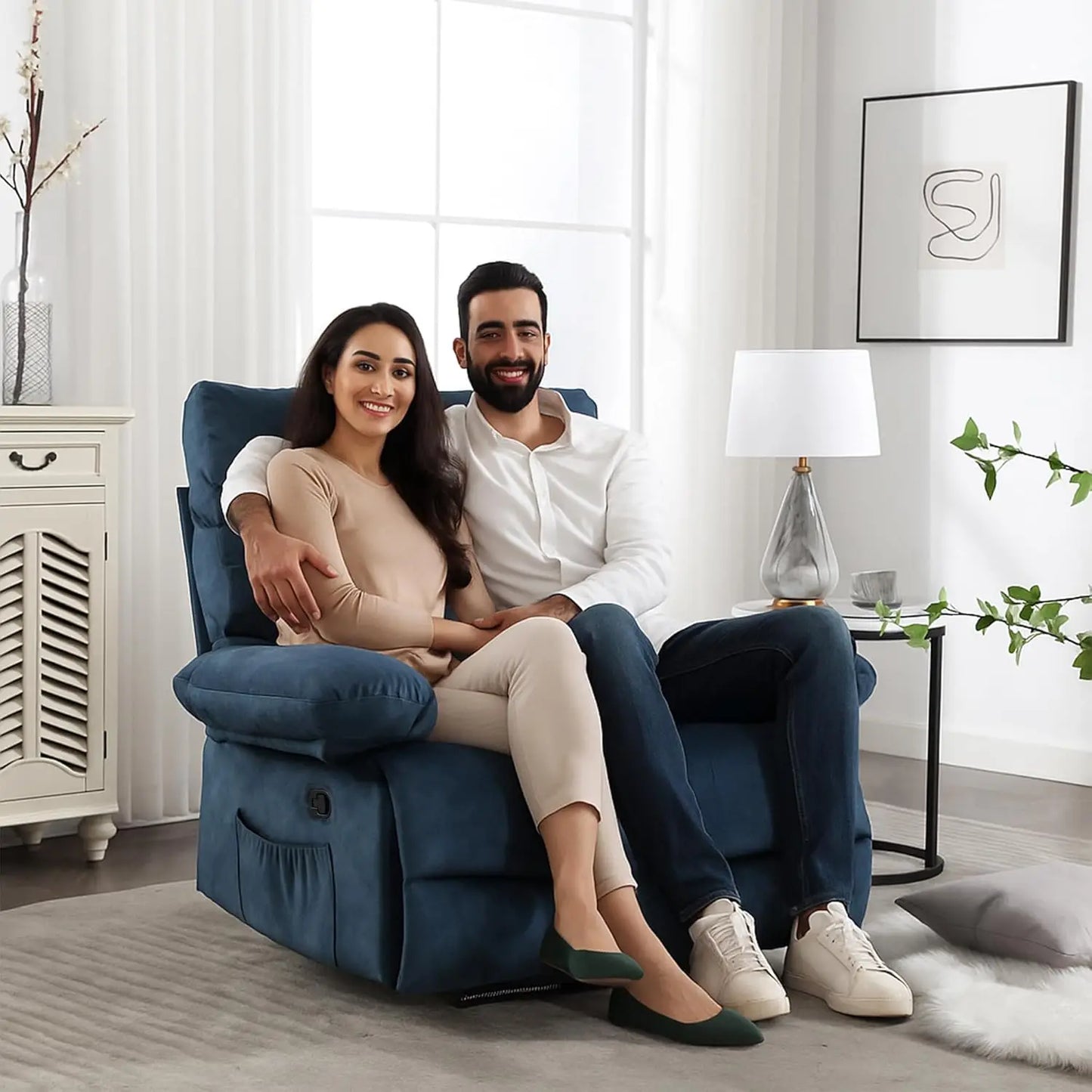 Oversized Recliner Chair for Big and Tall Adults, Extra Wide 28.3" Seat PU Leather Recliner, Heavy Duty Living Room Chair with A