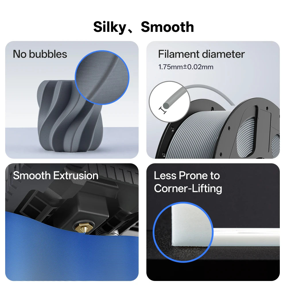 ANYCUBIC PLA+ 3D Printer Filament 1.75mm 1KG/Roll High Precision Pla Plus 3D Printing Material Plastic Rubber Consumables