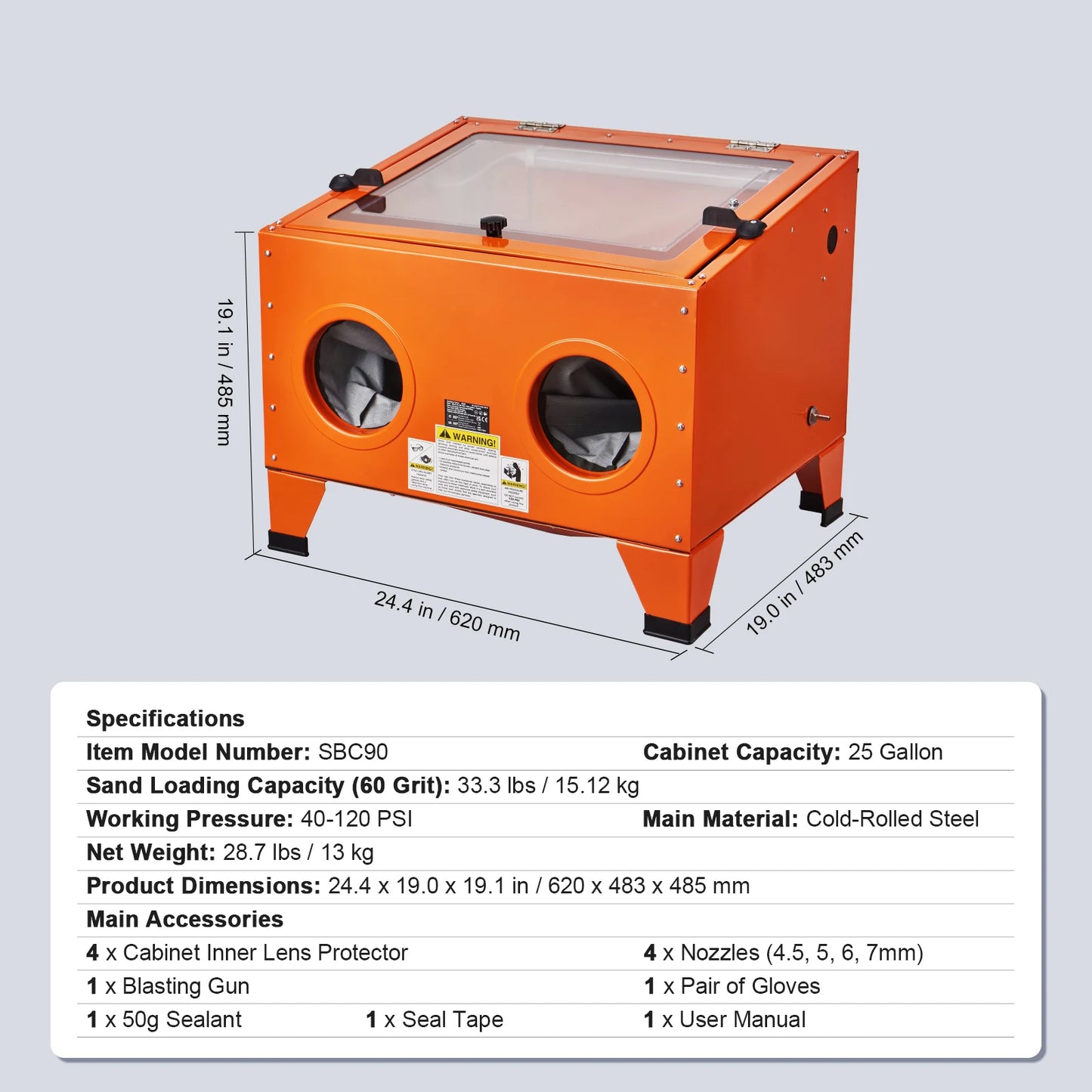 SucceBuy Sandblasting Cabinet 25/40/60 Gallon Portable Benchtop Sand Blaster with Blasting Gun Nozzles for Paint Stain Rust
