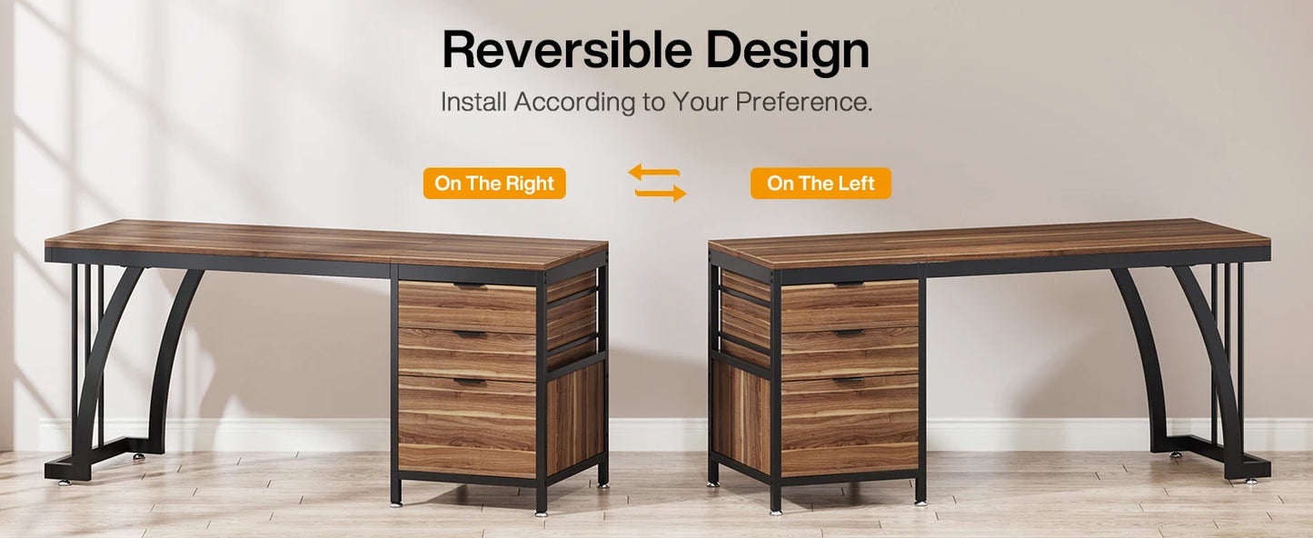 Tribesigns Computer Desk with 3 Drawers, 59-Inch PC Desk with Reversible Drawers, Industrial Study Writing Table Workstation