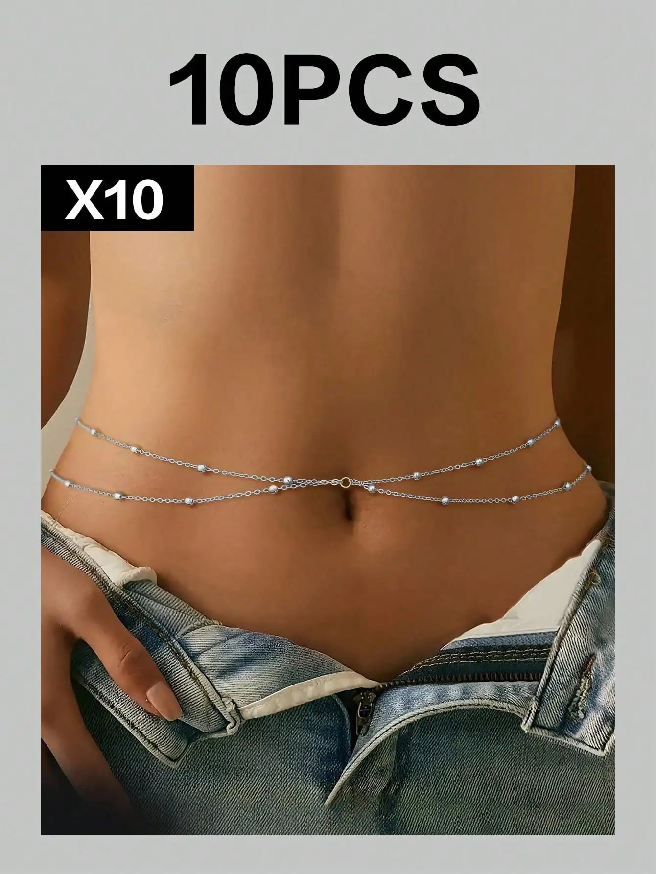 1pc Women's Sexy Criss-Cross Layered Body Chain, Minimalist Beaded Waist Chain, Fashion Accessory, Summer Beach Party Essential