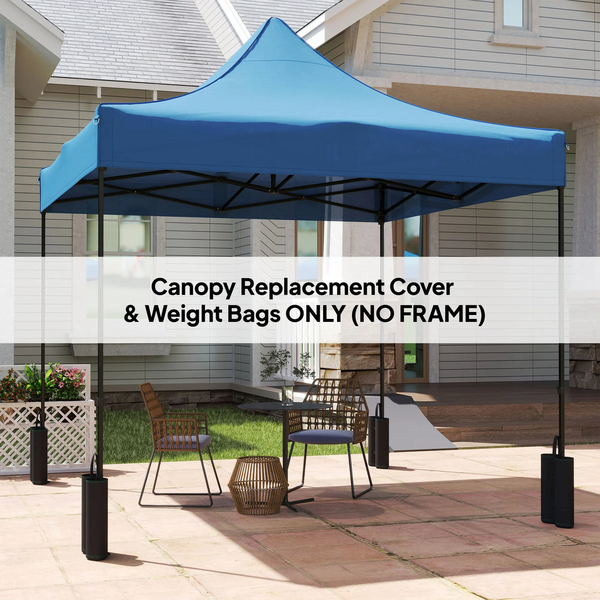 10' x 10' Pop up Canopy Replacement Top with Weight Bags, Blue