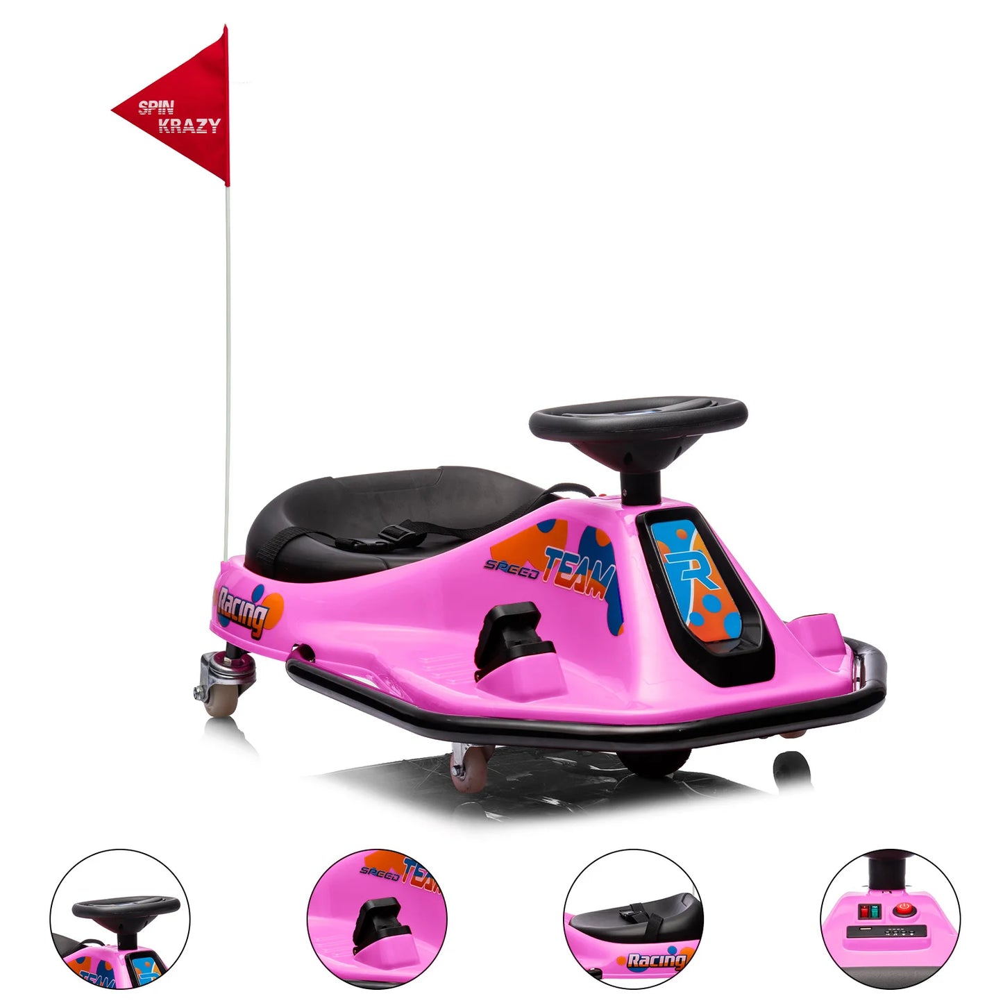 24V Electric Drifting Go Kart for Kids - Sleek Outdoor Ride on Toy with High/Low Speed Switch 360° Rotating Fun, Ages 3-8Y