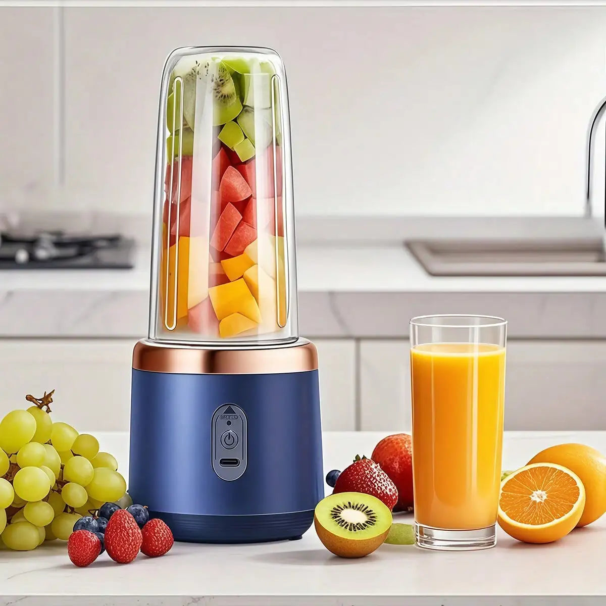 2-Cup Multi-Functional Electric Juicer, Blender, Juicer With 6 Blades - Wireless, Portable, USB Charging - Perfect For Smoothies And Vegetable Juices. Great Kitchen Accessory And Gift For Health Enthusiasts