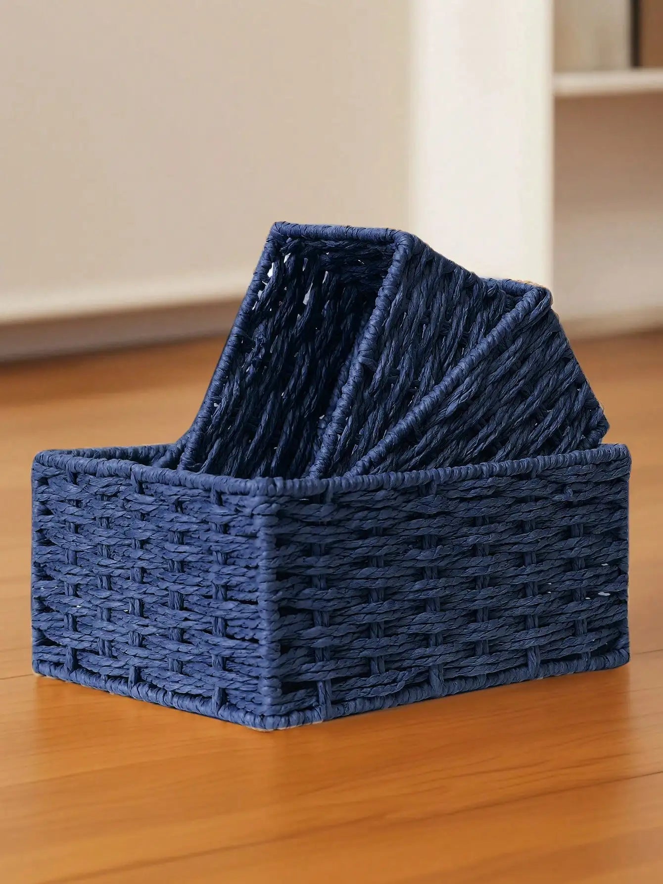 1pc/3pcs Desktop Storage Box, Handmade Rattan Woven Organizer Tray For Cosmetics, Keys, Snacks, Home Living Room, Bedroom, Study, Office, S/M/L Sizes Available,For Back To School