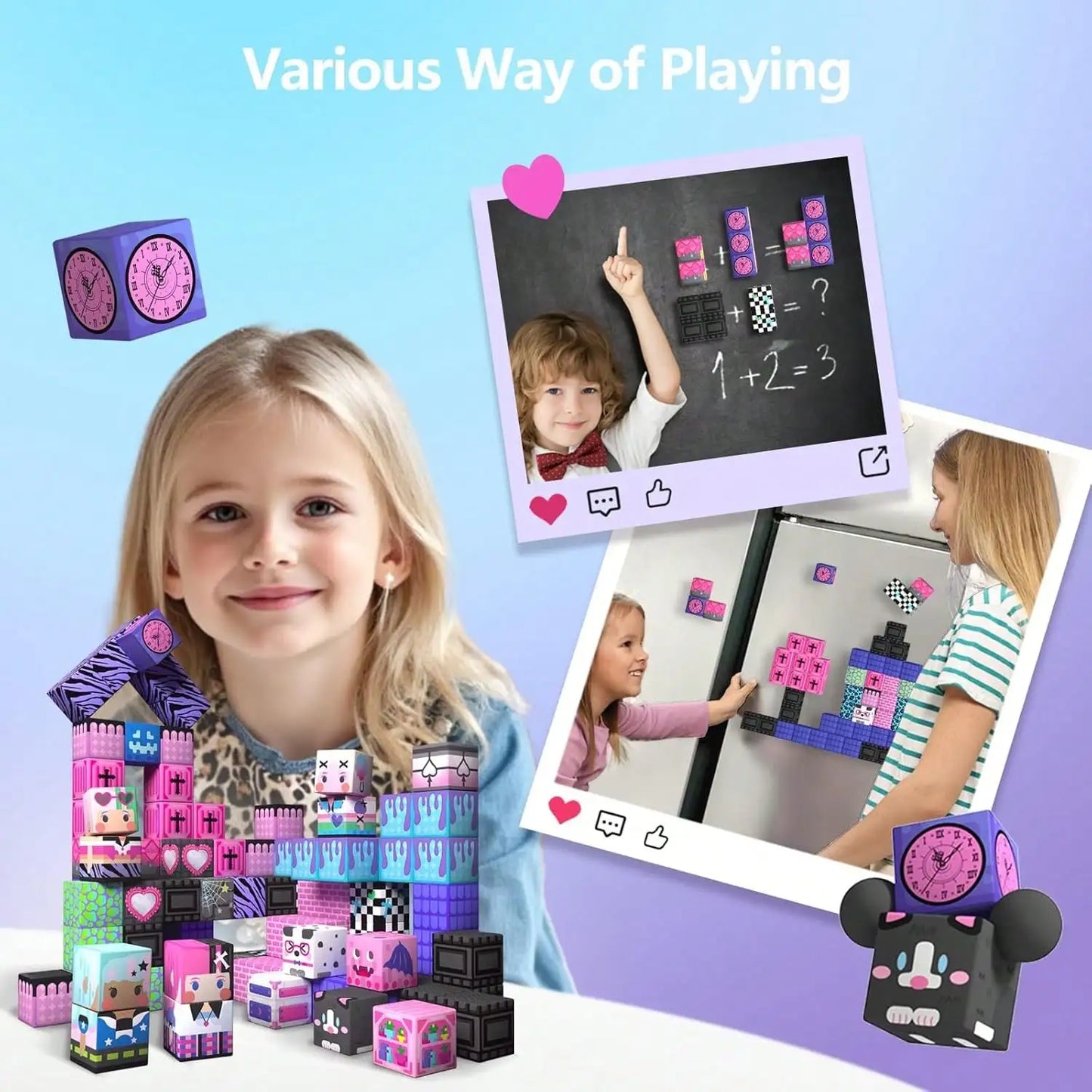 50-300pcs Magnetic Building Blocks & Tiles - STEM Magnetic Tile Role Play Music Cool Girl World, Imaginative Construction Toys, Building Cubes Toy Set, Girly Series, Pretend Play, Sensory Learning Toys, Suitable For Children