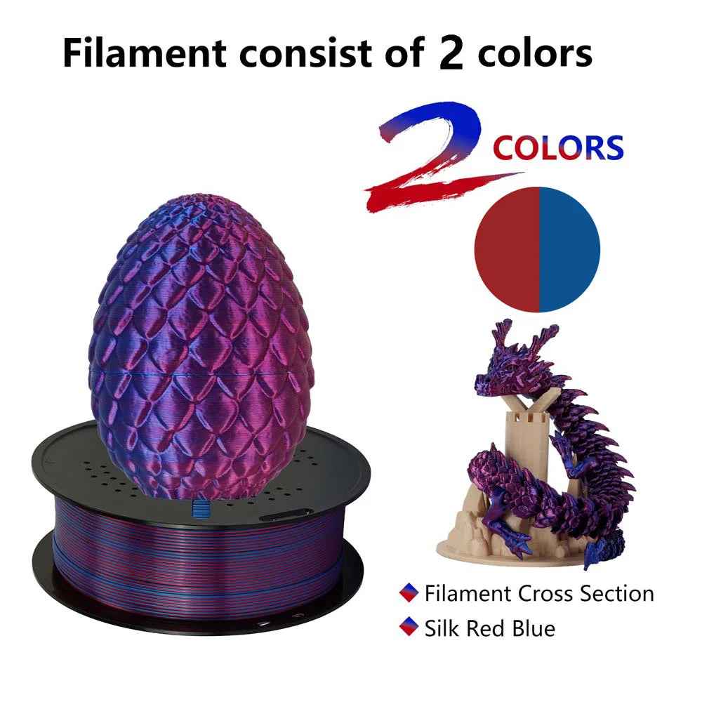 Multicolor Filament Bicolor Silk PLA 2Color for 3D Printing Plastic 3D Printer Materials 1.75mm Spool No Bubble High quailty