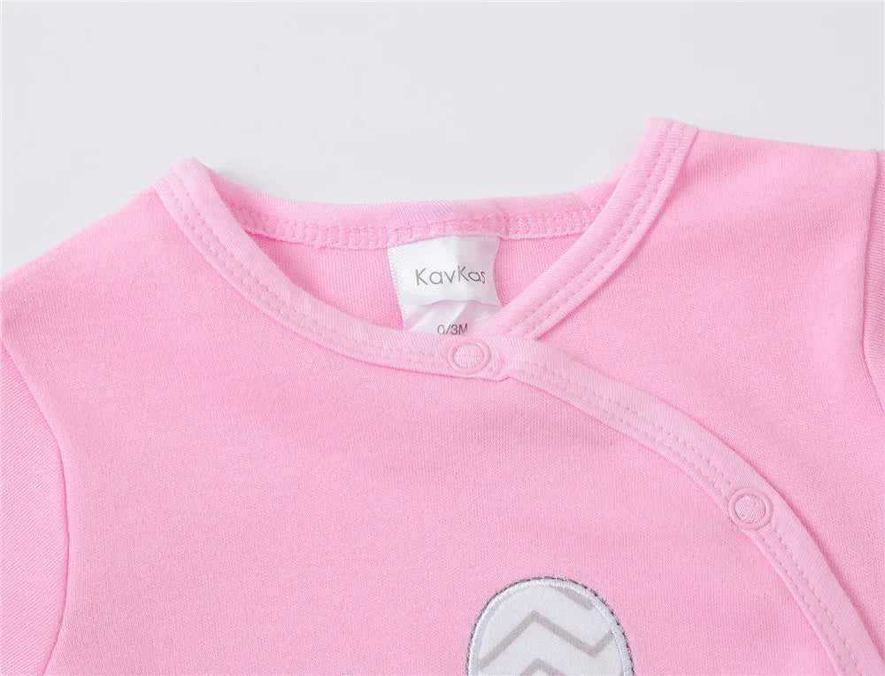 3/4 Pcs Kavkas Boy Romper 100% Cotton Polka Dot O-neck Newborn Baby Girls Clothes Full Sleeve Summer Jumpsuit 0-12 months