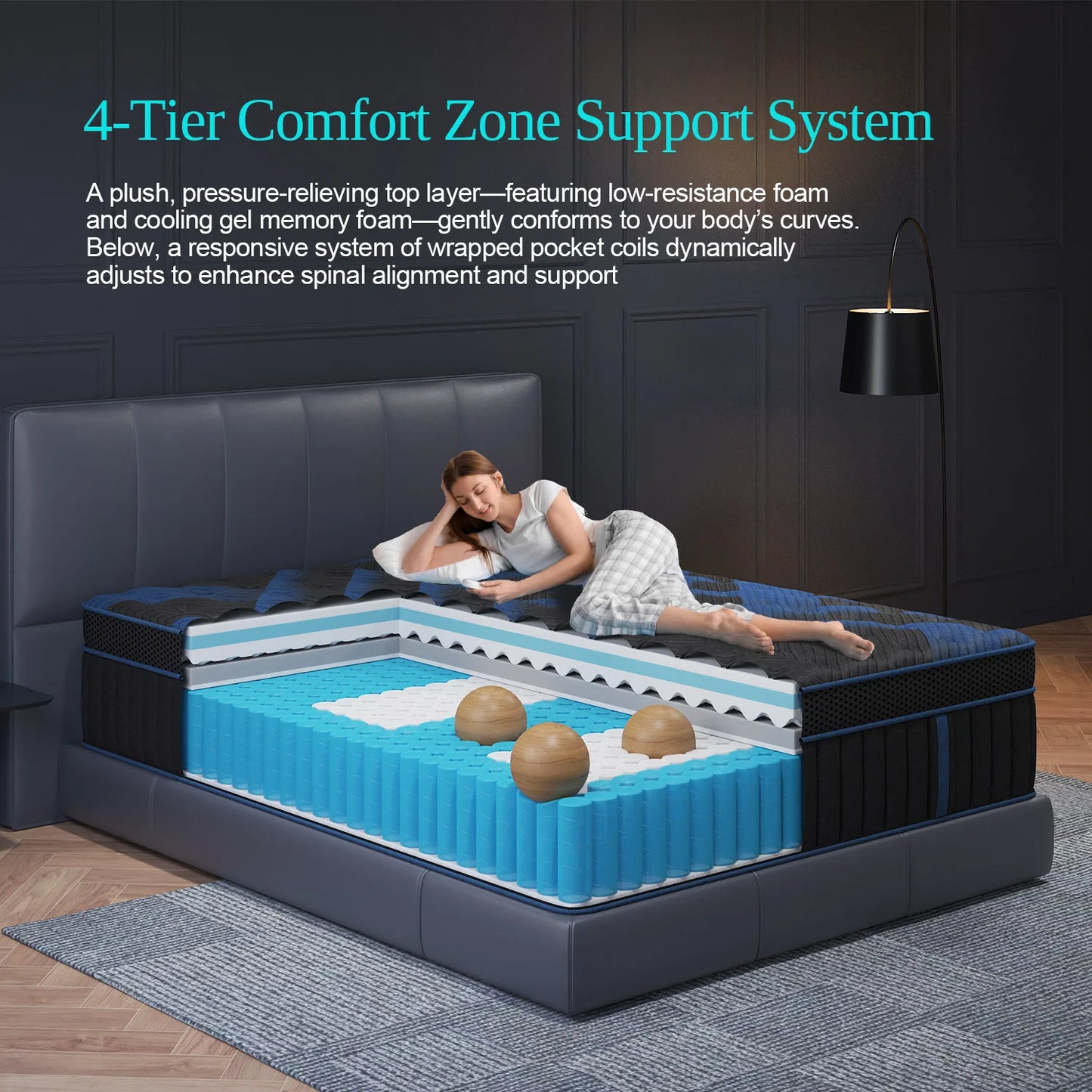 Twin Full Queen King Mattress in A Box, 12/14 Inch Hybrid Memory Mattresses Euro Top Medium Firm for Back & Lumbar Support