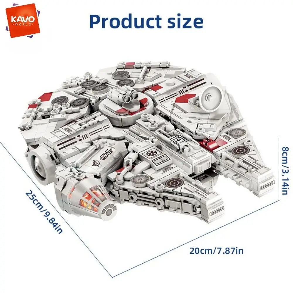 KAVOWORLD 1361PCS Galaxy Interstellar Cruiser Building Blocks Set with LED Light DIY Collectible Model Kit for Fans Holiday Gift