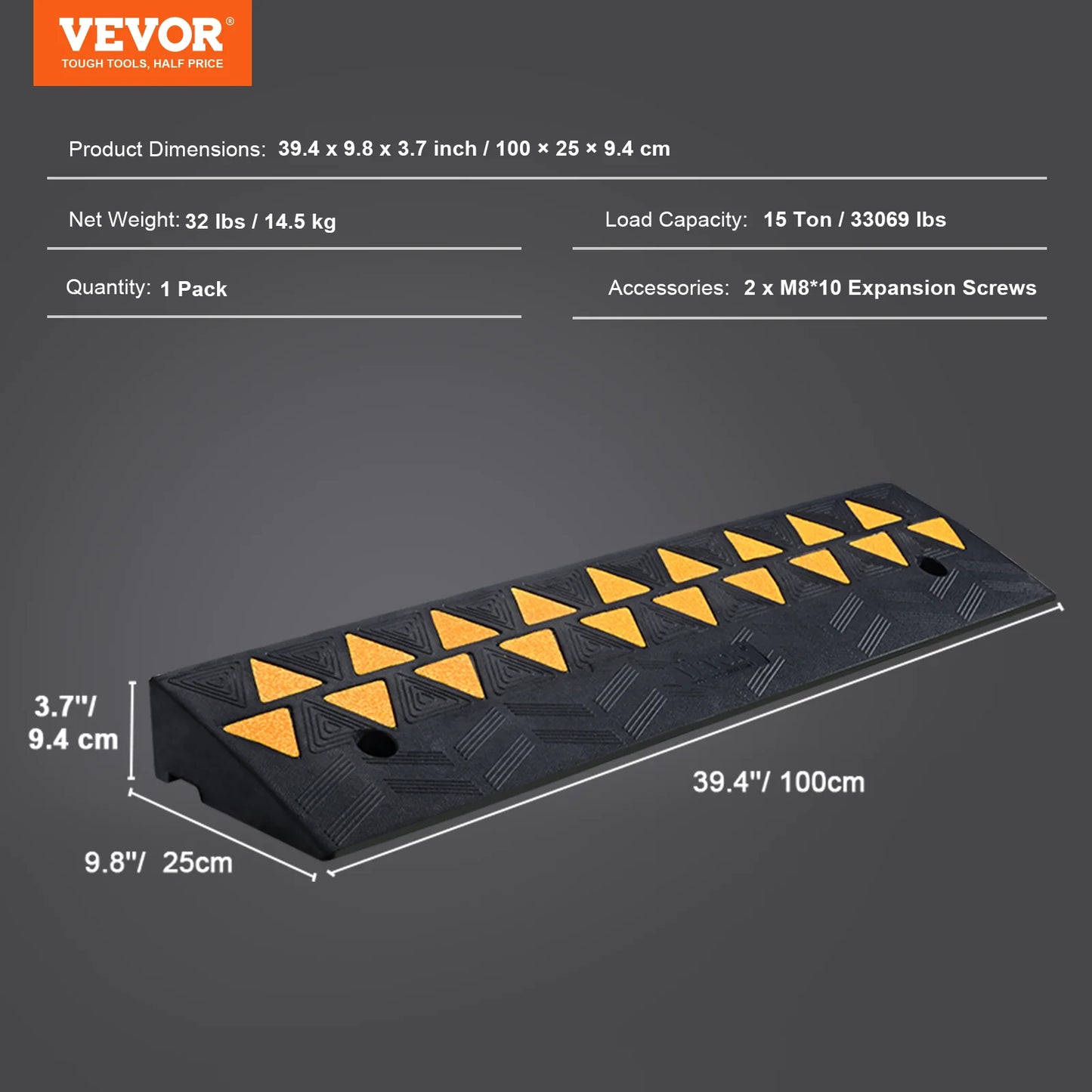 SucceBuy 1/2 Pack Rubber Curb Ramp Rise Heavy Duty Threshold Driveway Ramps with Stable Structure Car Wheelchairs Motorcycles