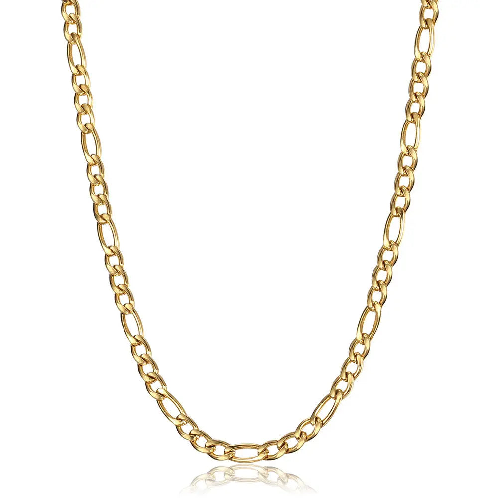 Stainless Steel Link Chain 3mm Necklace Choker for Men Women Figaro Gold Color Fashion Hermah Jewelry