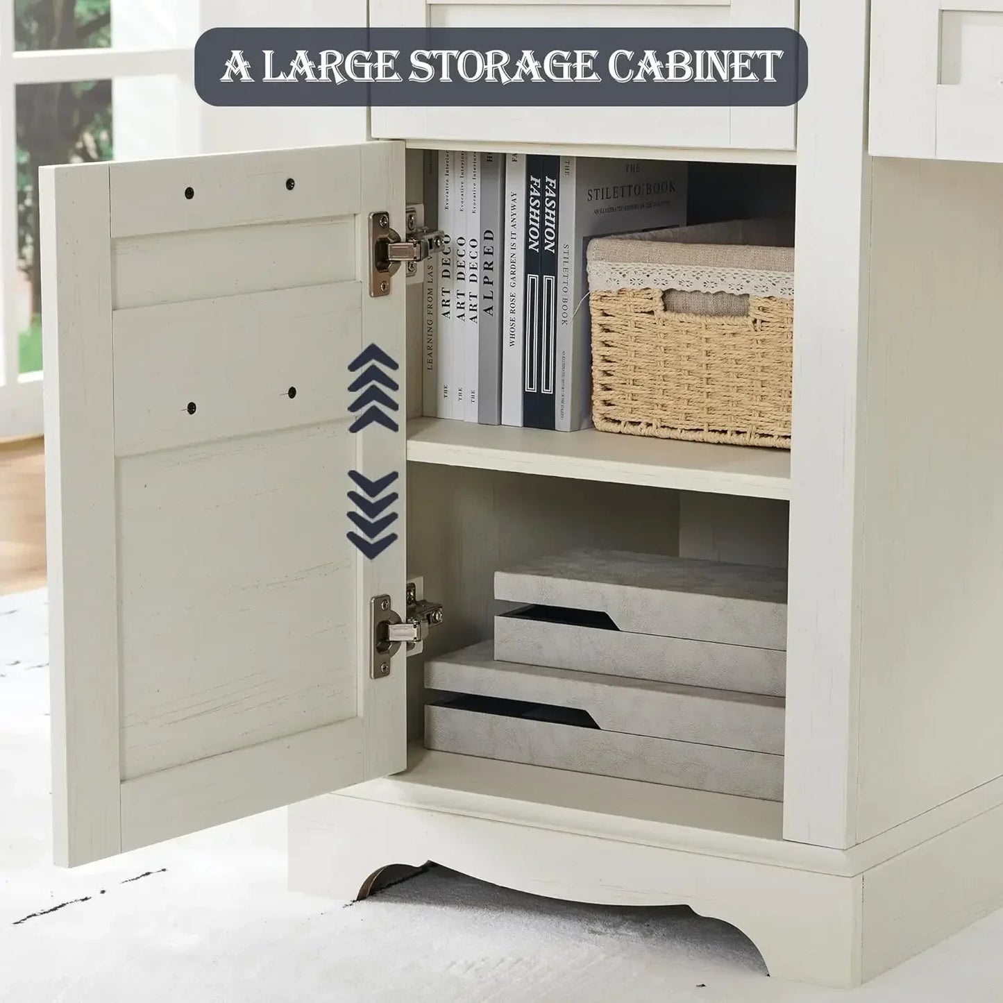 60" Farmhouse L Shaped Executive Desk Wood Home Office Corner Desk  File Drawer, Storage Cabinet, Rustic Computer Writing Desk