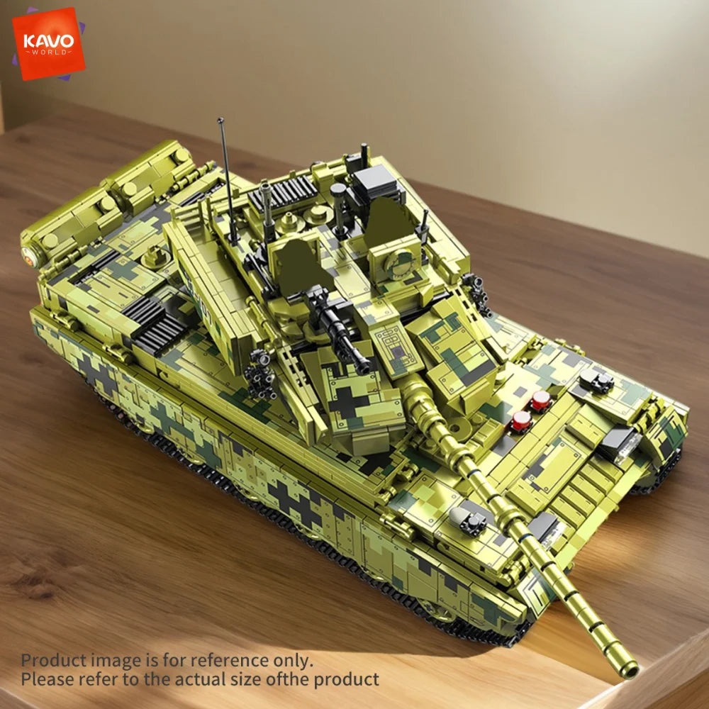 KAVOWORLD 2042pcs Simulated Main Battle Tank Building Block Military Army Car Truck Bricks Toy City Construction Bricks Kidd Gif