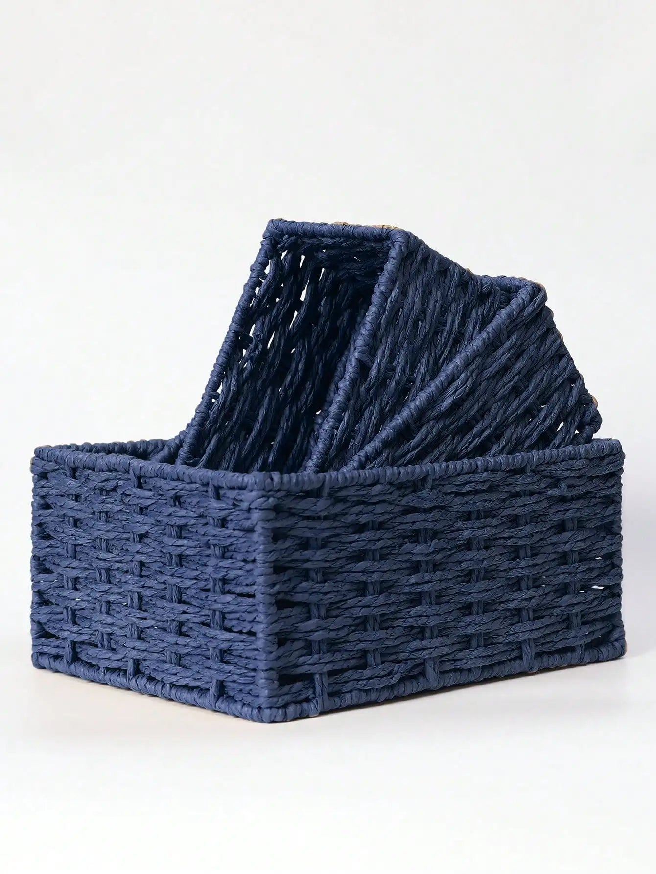 1pc/3pcs Desktop Storage Box, Handmade Rattan Woven Organizer Tray For Cosmetics, Keys, Snacks, Home Living Room, Bedroom, Study, Office, S/M/L Sizes Available,For Back To School