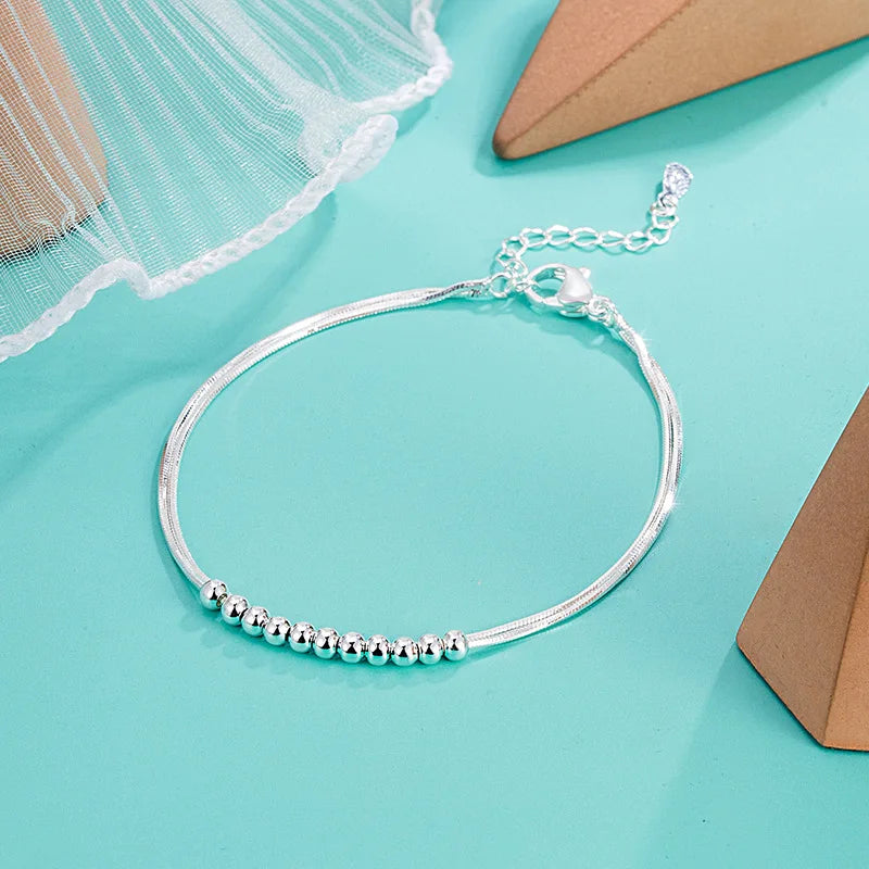 925 Sterling Silver Anklet Dazzling Chain Clear CZ Geometric Elegant For Woman Girl Fashion Jewelry Gift Dropship Wholesale