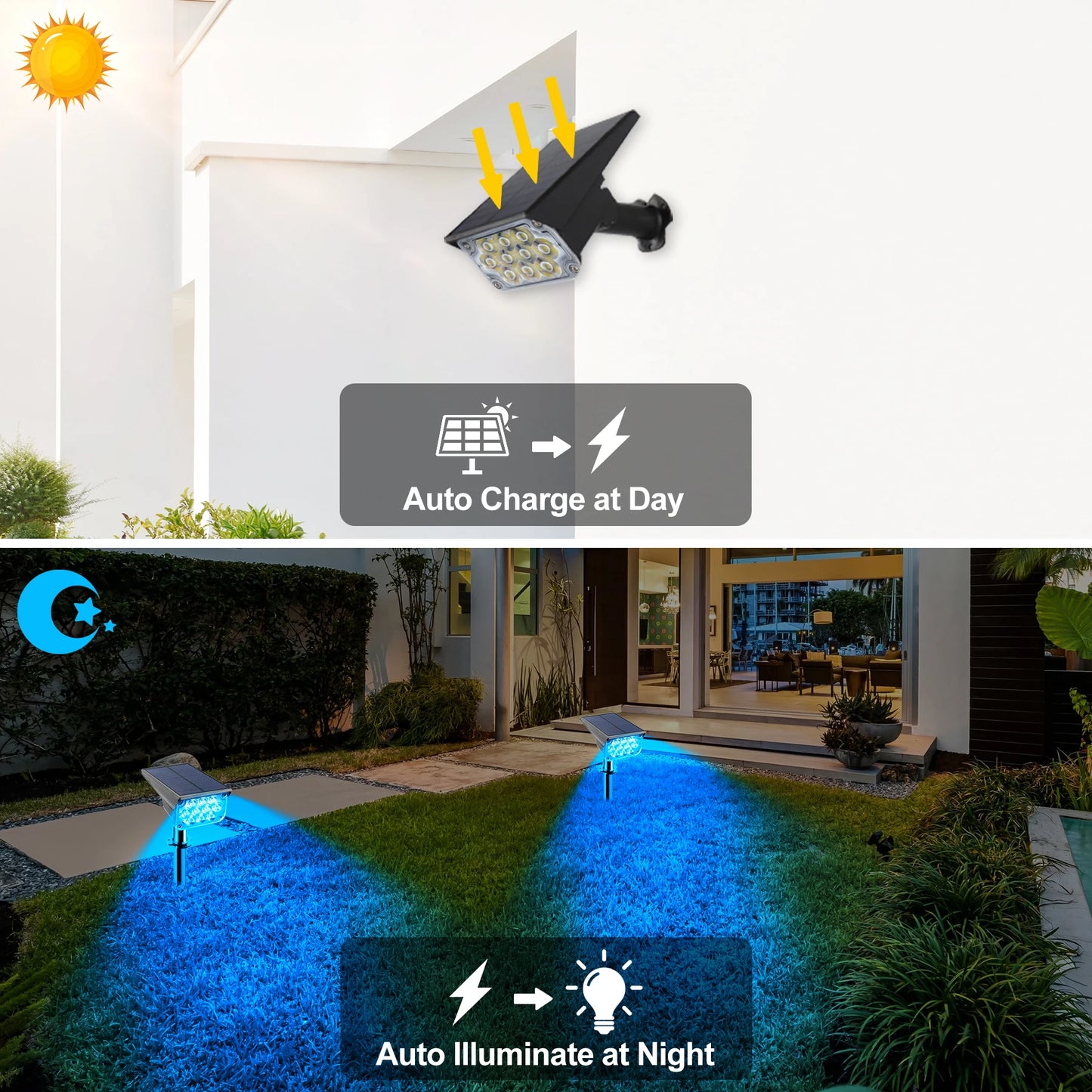Solar LED Light Outdoor IP65 Waterproof Blue Light Solar Power Light Lawn Light For Garden Decor Solar Wall Light Outdoor