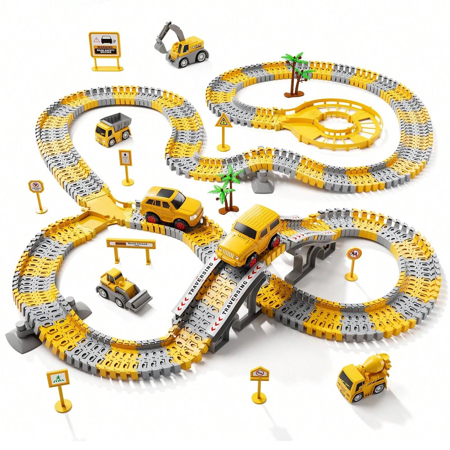 Toddler Boy Toys 236 PCS Race Tracks Toys Gifts for 3 4 5 Year Old Boys Kids, 6 PCS Construction Car Toys Gifts for 2 3 4 5 Year