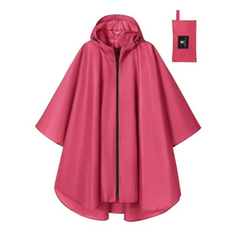 SaphiRose Lightweight Waterproof Rain Poncho for Adults with Hood Portable Rainwear for Outdoor