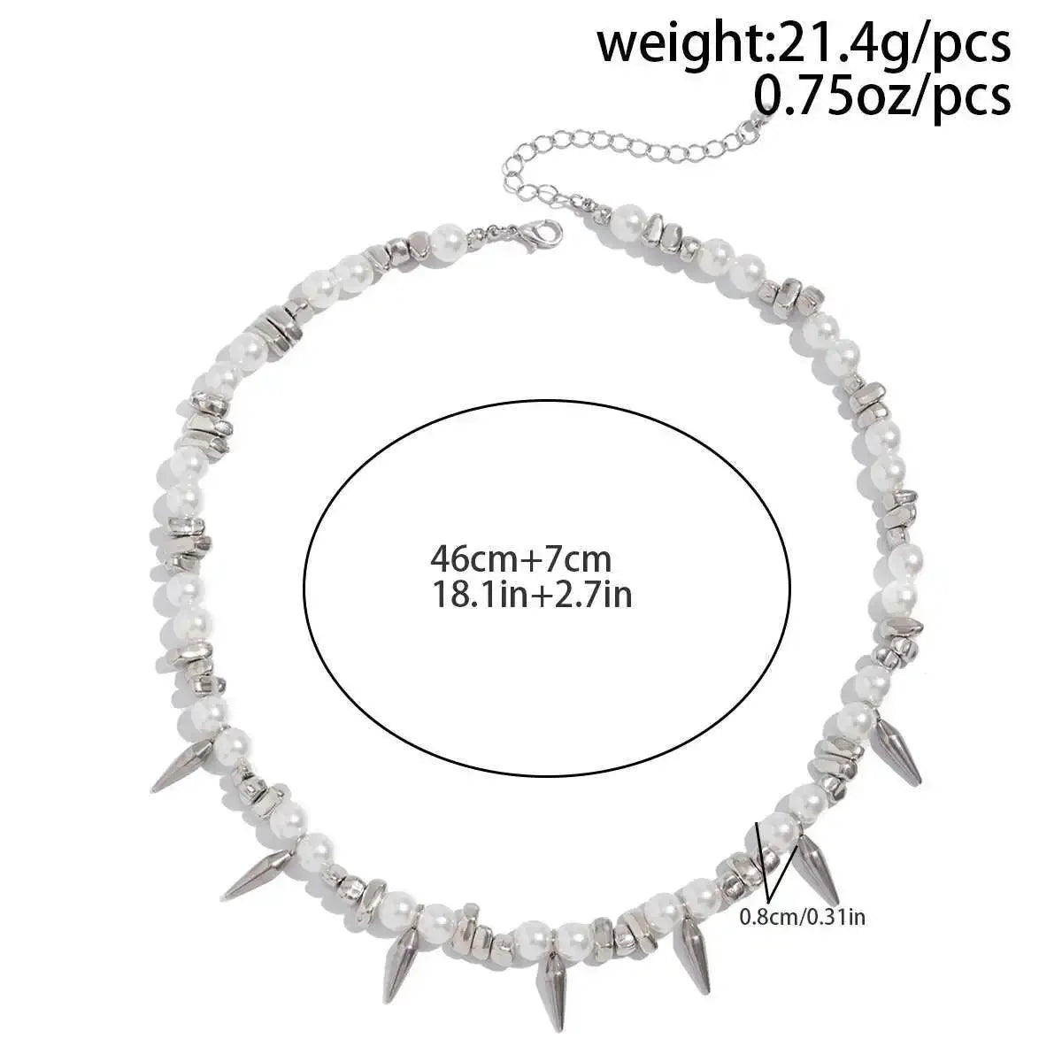 Ingemark Hip Hop Stainless Steel Imitation Pearl Chain Necklace for Men Trend 2025 Goth Rivet Pendant Choker Grunge Jewelry Gift