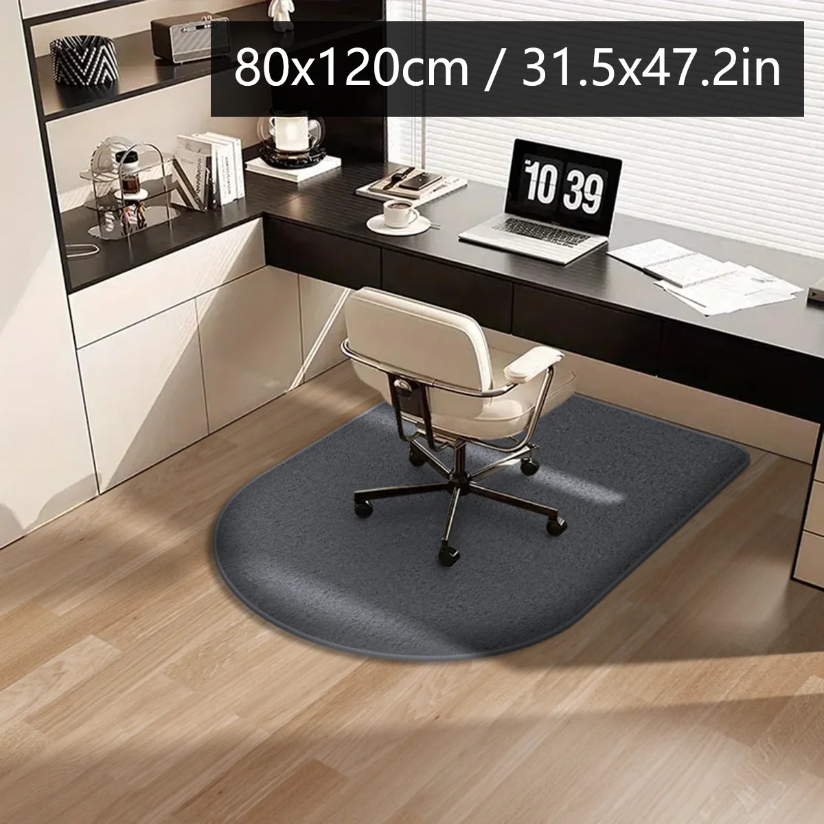 Solid color computer chair mat flannel floor mat thickened desk swivel chair arched carpet study soft dressing table foot mat