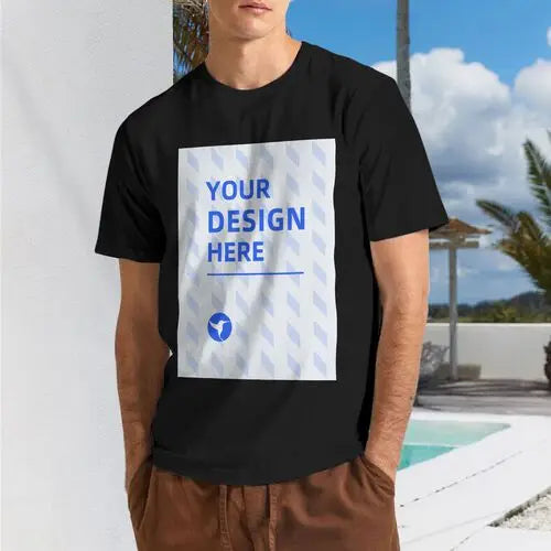 Custom T-Shirt (Text Name or Picture), 100% Cotton 180g Men's Pure Cotton Round Neck Short Sleeved T-shirt for Home Travel Sport