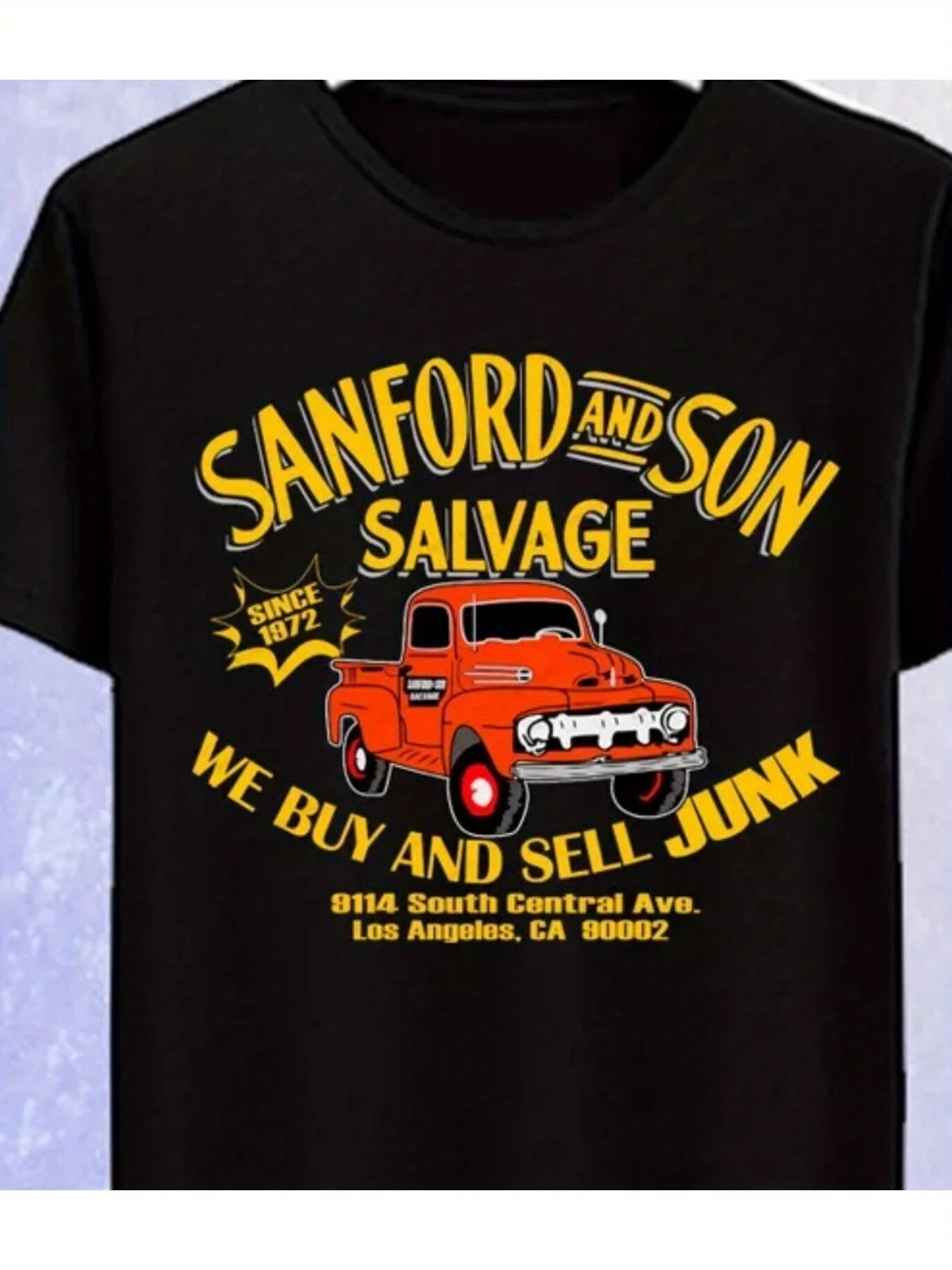 Ultra Soft, Breathable, Moisture Wicking, Short Sleeve Sanford And Son Salvage Retro Tv Men'S Tee, Crew Neck, Casual Summer