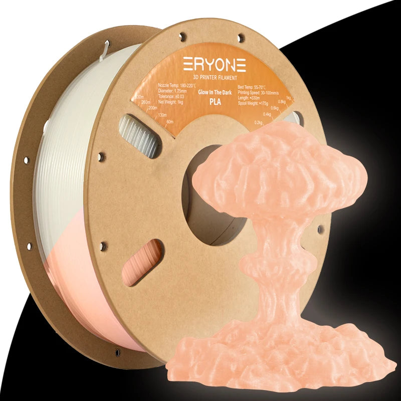 Eryone 1KG Glow in the dark PLA Premium Filament 3D Print, Multicolor Available,1kg pla filament glow in the dark,1KG/Spool