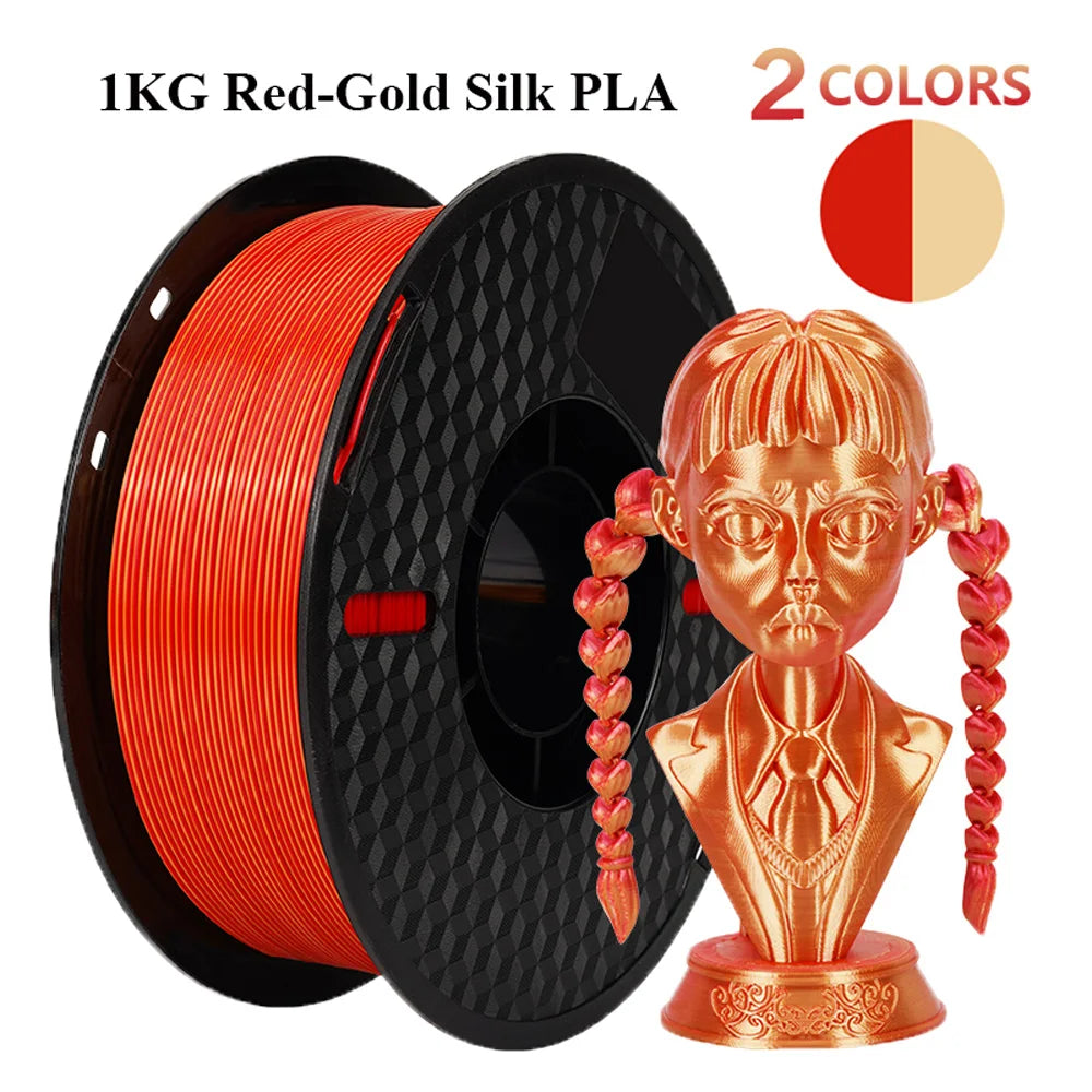 Multicolor Filament Bicolor Silk PLA 2Color for 3D Printing Plastic 3D Printer Materials 1.75mm Spool No Bubble High quailty
